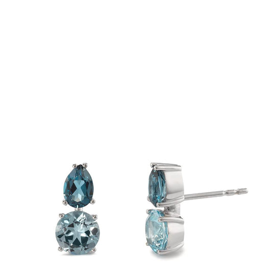 Stud earrings 18k White Gold London Blue Topaz 4 Stones