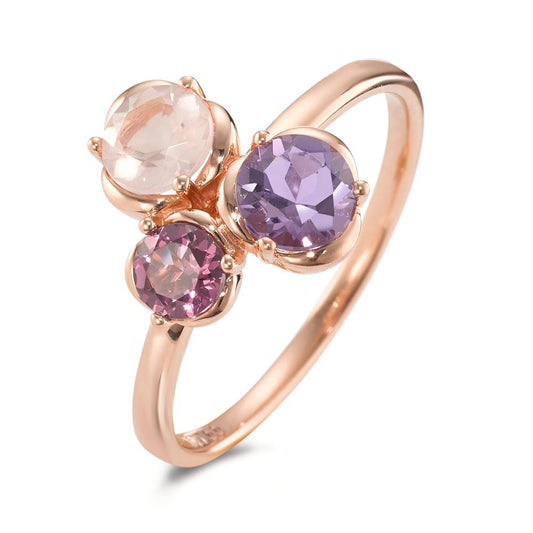 Ring 18k Red Gold Amethyst 3 Stones