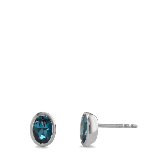 Stud earrings 18k White Gold London Blue Topaz 2 Stones