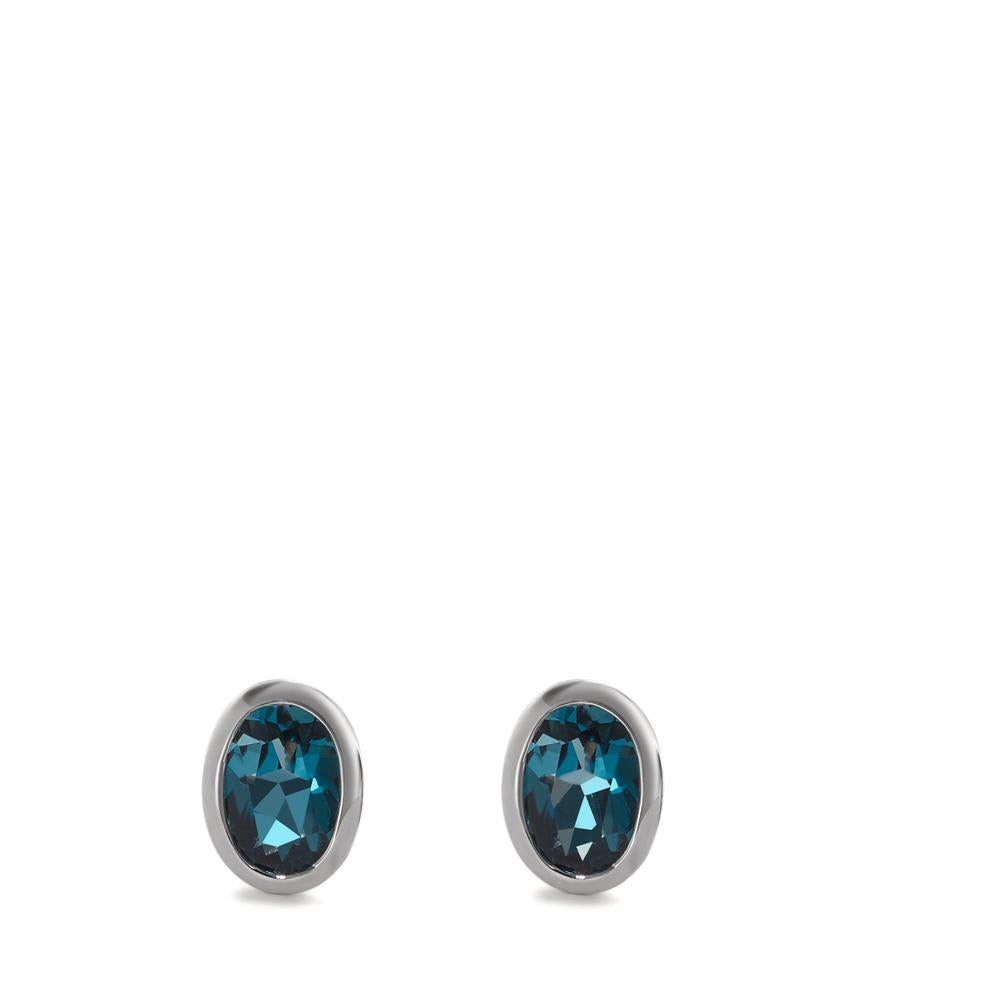 Stud earrings 18k White Gold London Blue Topaz 2 Stones