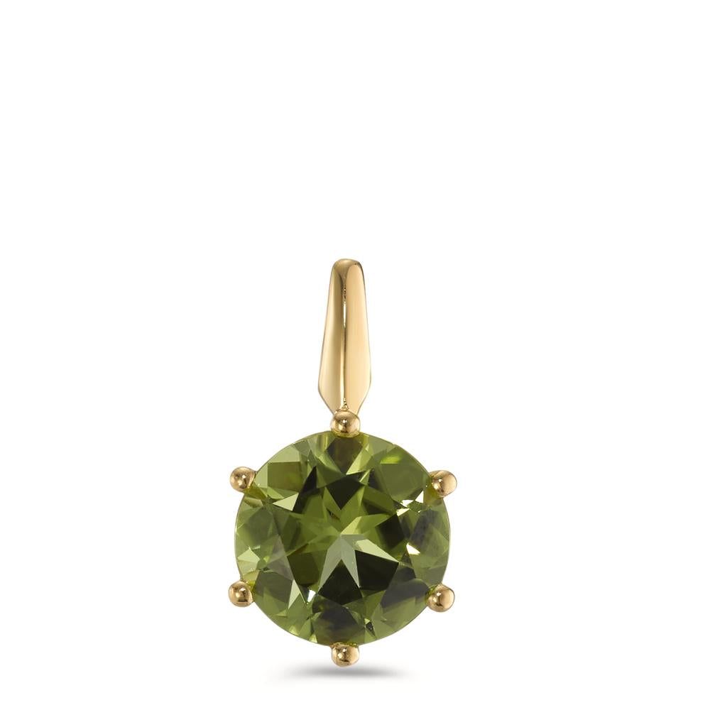 Pendant 18k Yellow Gold Peridot Ø7 mm