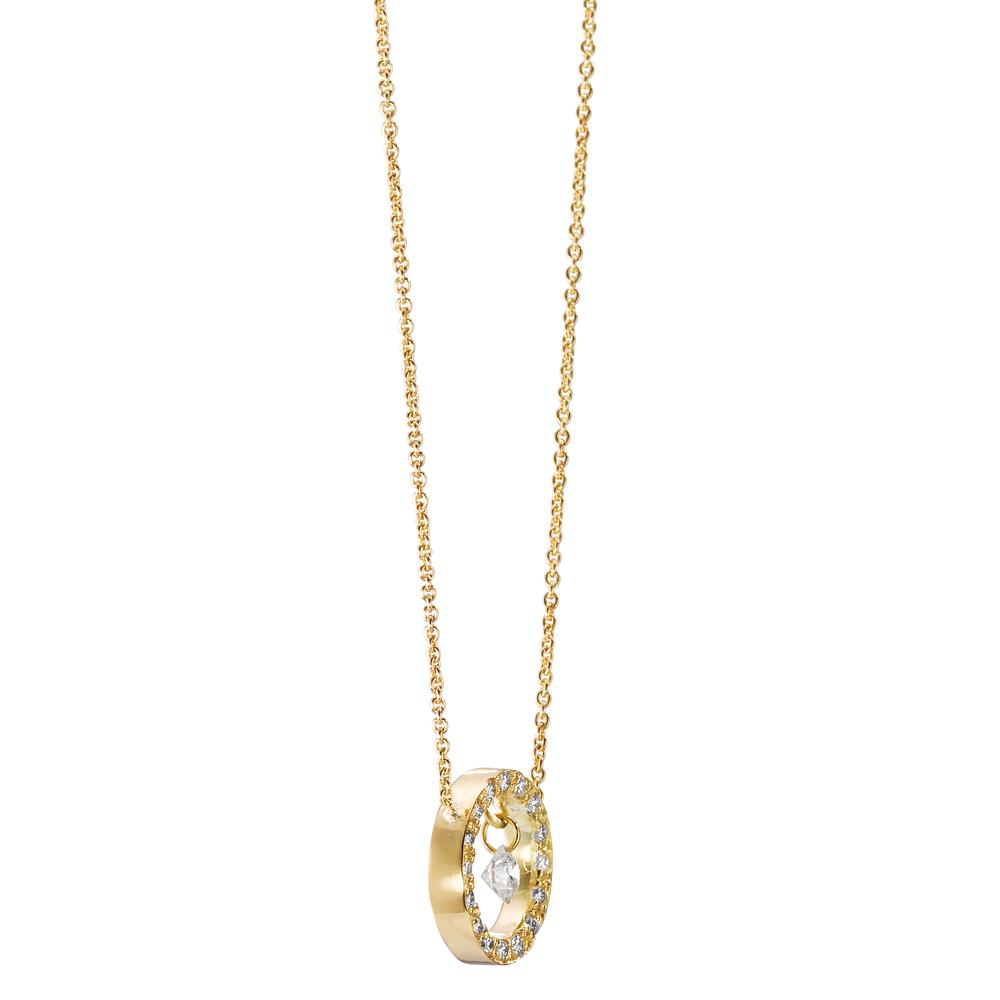 Necklace 18k Yellow Gold Diamond 0.14 ct, 17 Stones, w-si 40-42 cm