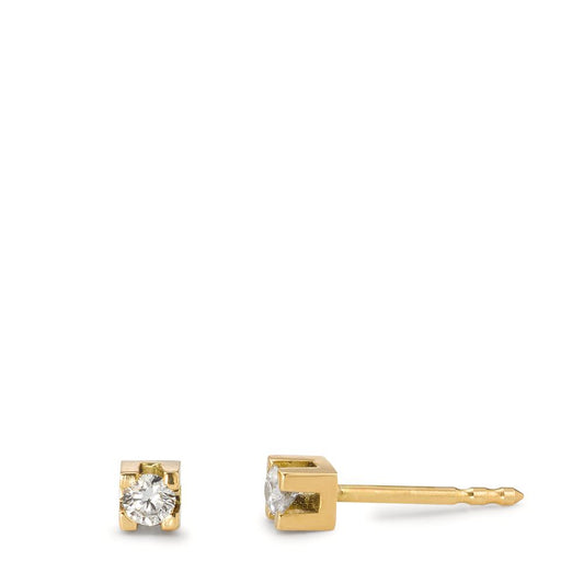 Stud earrings 18k Yellow Gold Diamond 0.12 ct, 2 Stones, w-si Ø3 mm