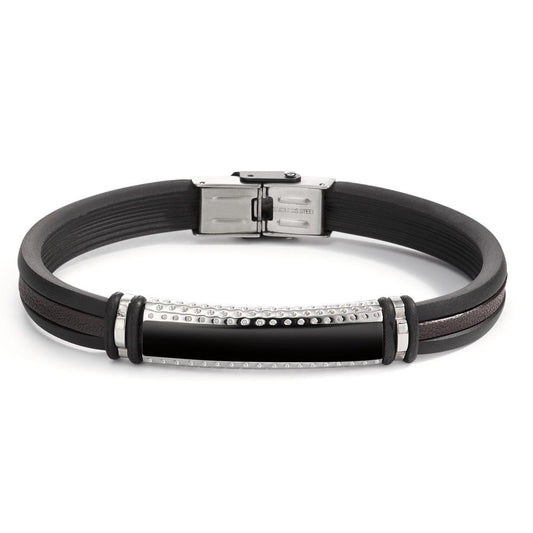 Bracelet Leather, Stainless steel, Rubber 22 cm