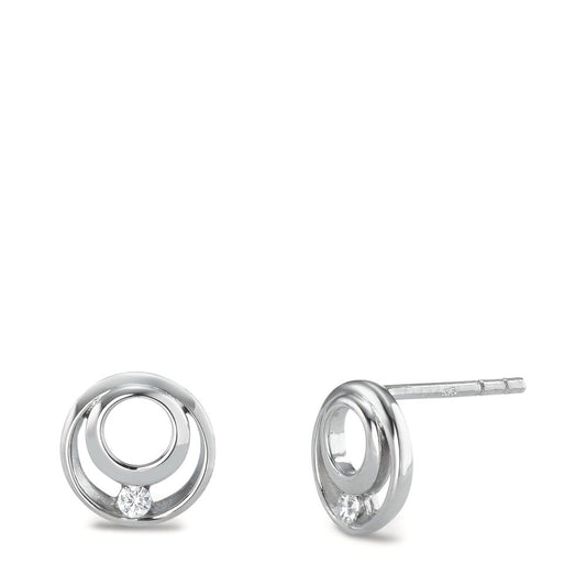 Stud earrings 9k White Gold Zirconia 2 Stones Ø9 mm