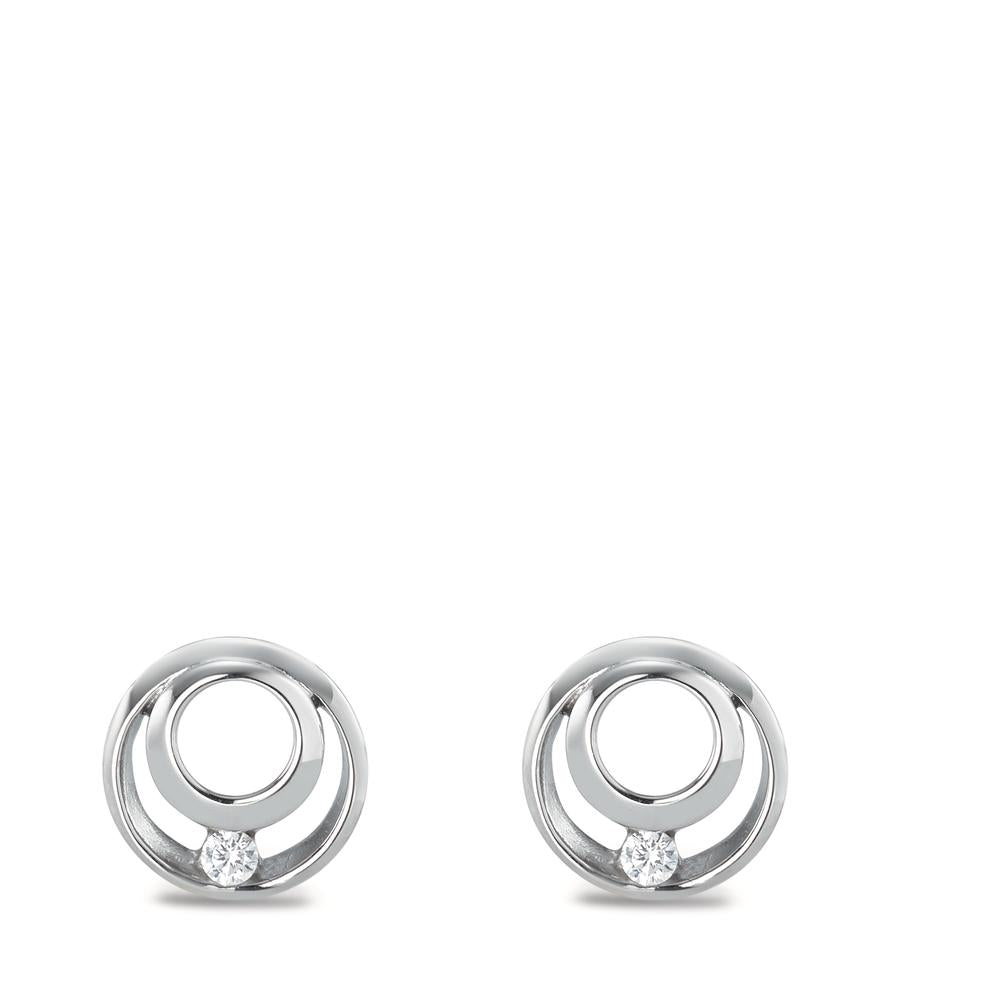 Stud earrings 9k White Gold Zirconia 2 Stones Ø9 mm