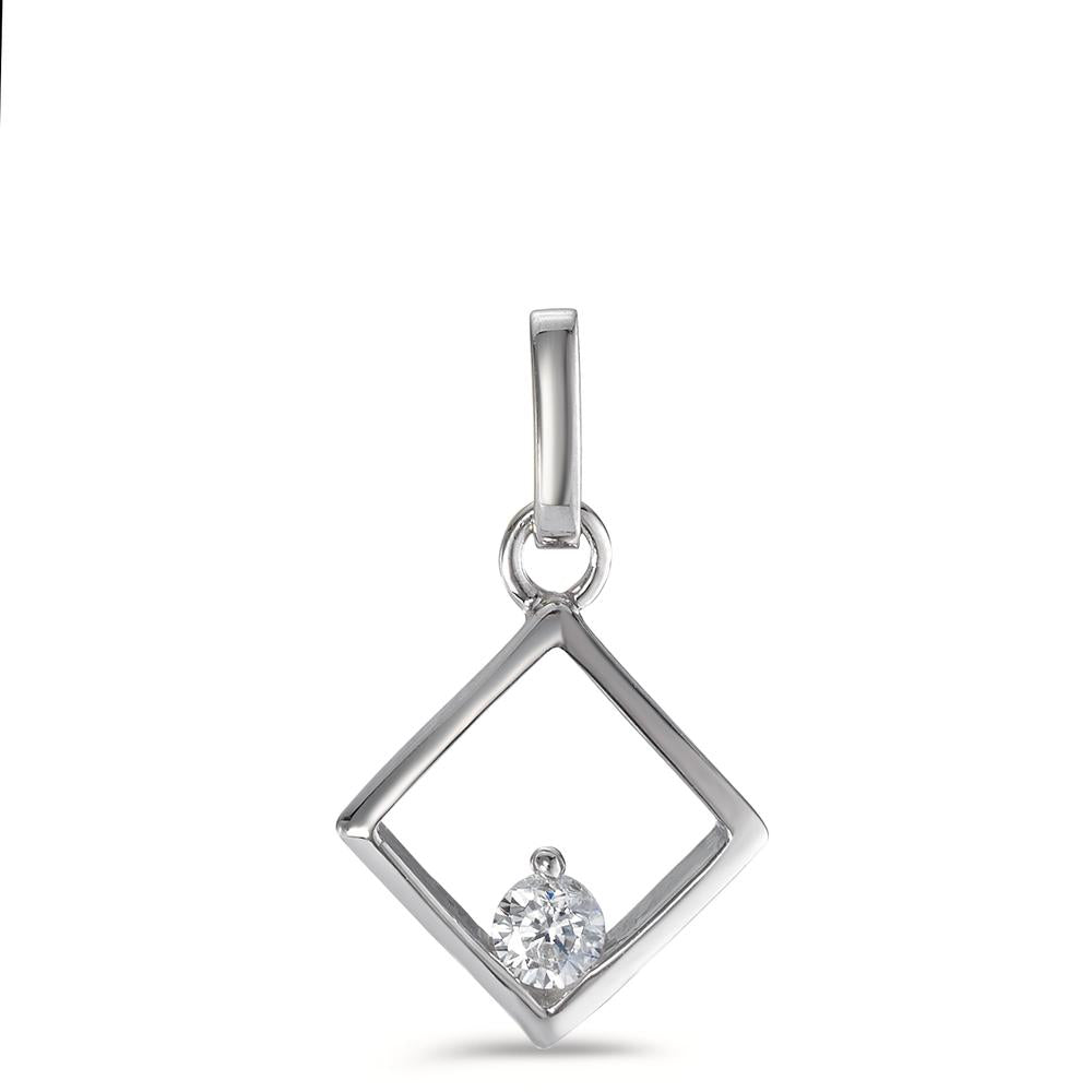 Pendant 9k White Gold Zirconia Ø10 mm