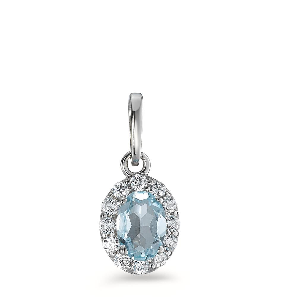 Pendant 9k White Gold Topaz Blue