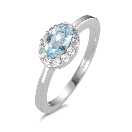 Ring 9k White Gold Topaz Blue