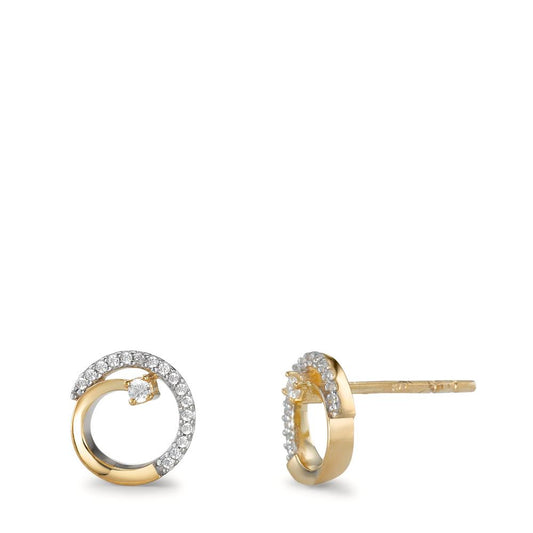 Stud earrings 9k Yellow Gold Zirconia 34 Stones Ø9 mm