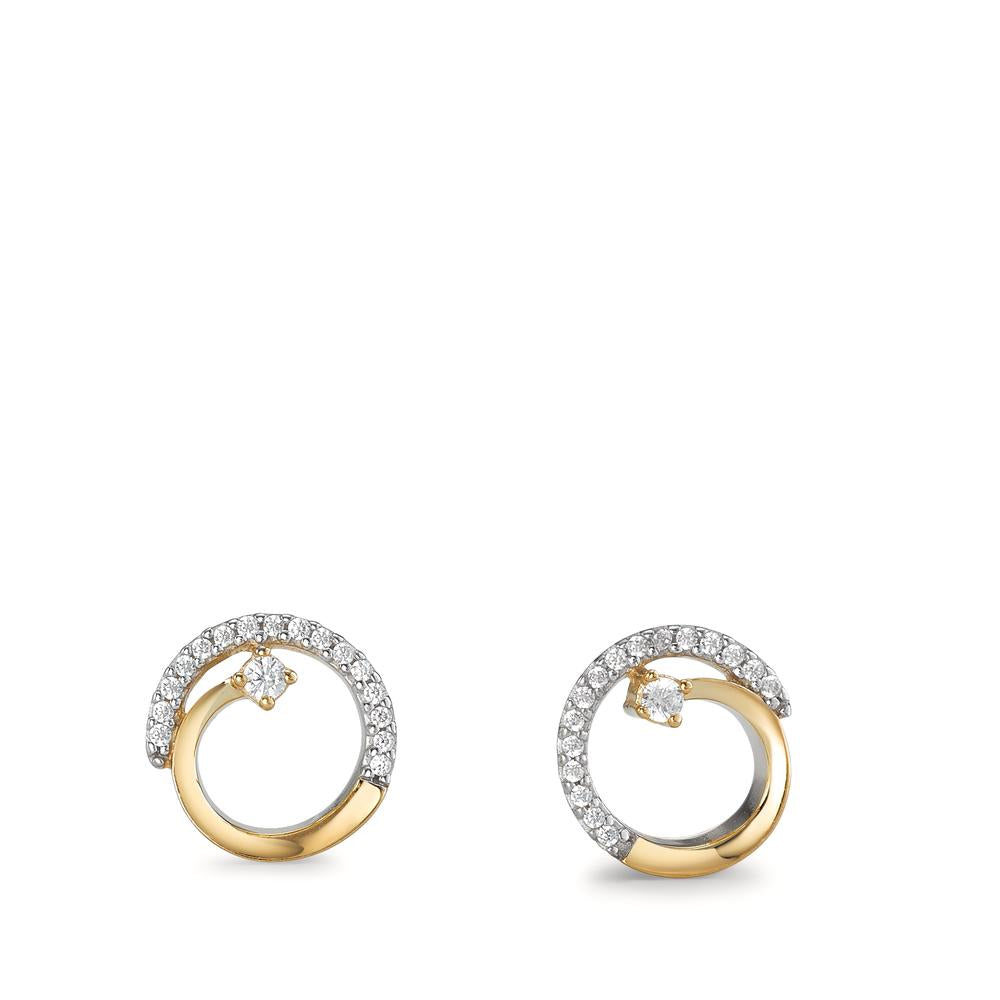 Stud earrings 9k Yellow Gold Zirconia 34 Stones Ø9 mm