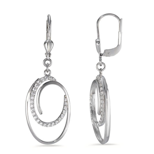 Drop Earrings Silver Zirconia 50 Stones Rhodium plated