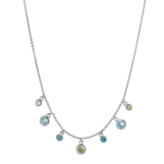 Necklace Silver Zirconia Colorful, 7 Stones Rhodium plated 40-42 cm