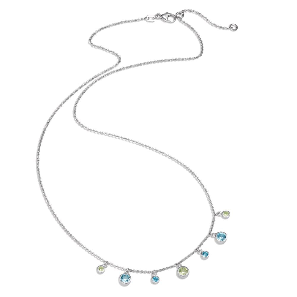 Necklace Silver Zirconia Colorful, 7 Stones Rhodium plated 40-42 cm