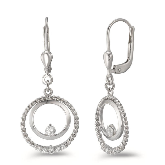 Drop Earrings Silver Zirconia 12 Stones Rhodium plated Ø14 mm