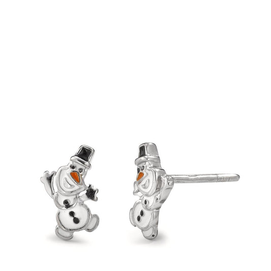 Stud earrings Silver Rhodium plated Snowman