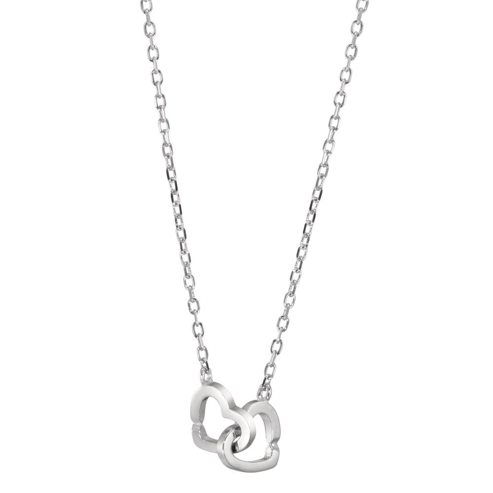 Necklace Silver Rhodium plated Heart 40-45 cm