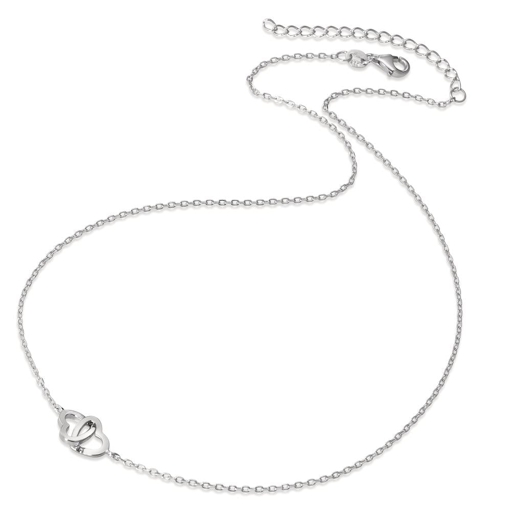 Necklace Silver Rhodium plated Heart 40-45 cm