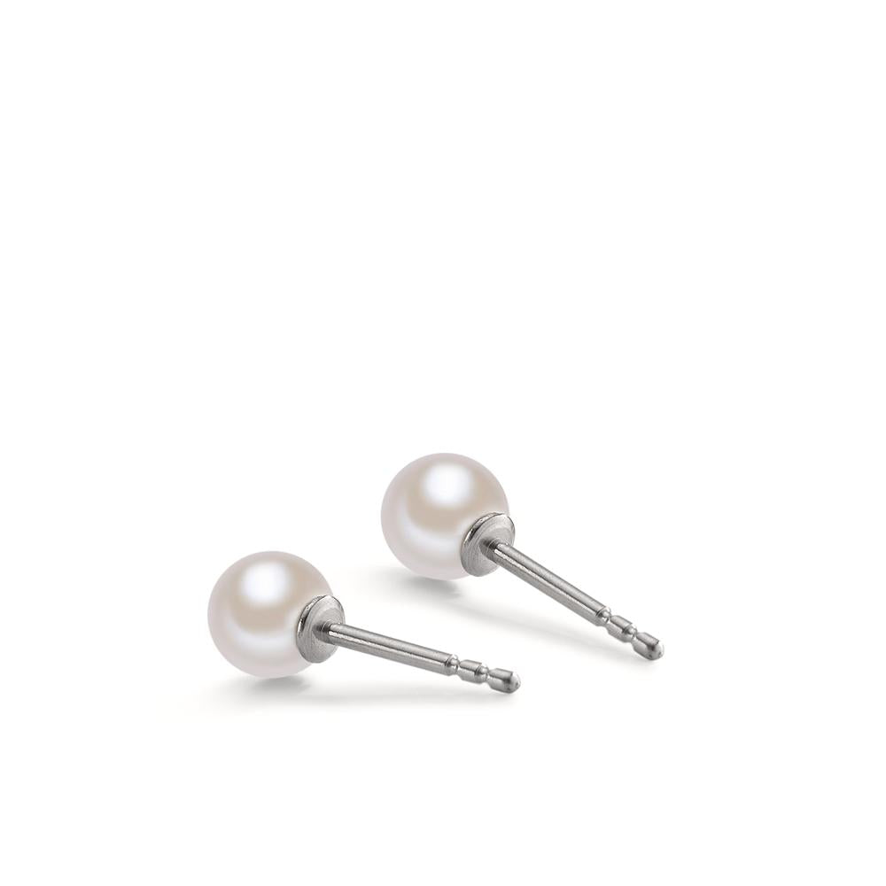 Stud earrings Stainless steel Shell pearl Ø5 mm