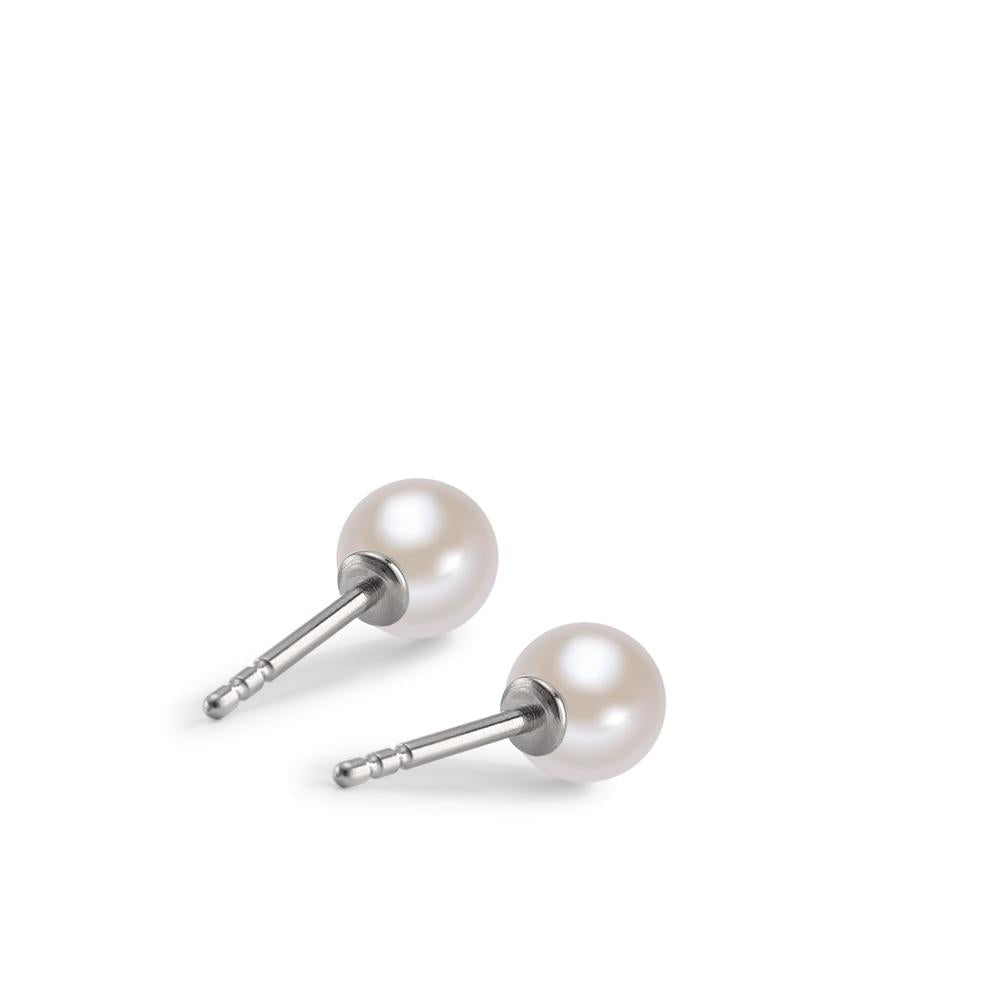 Stud earrings Stainless steel Shell pearl Ø6 mm