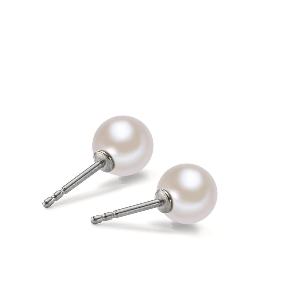 Stud earrings Stainless steel Shell pearl Ø7 mm