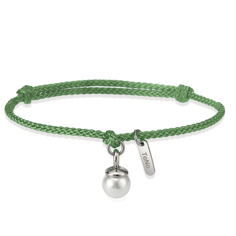 Bracelet Textile, Stainless steel Shell pearl Ø7 mm