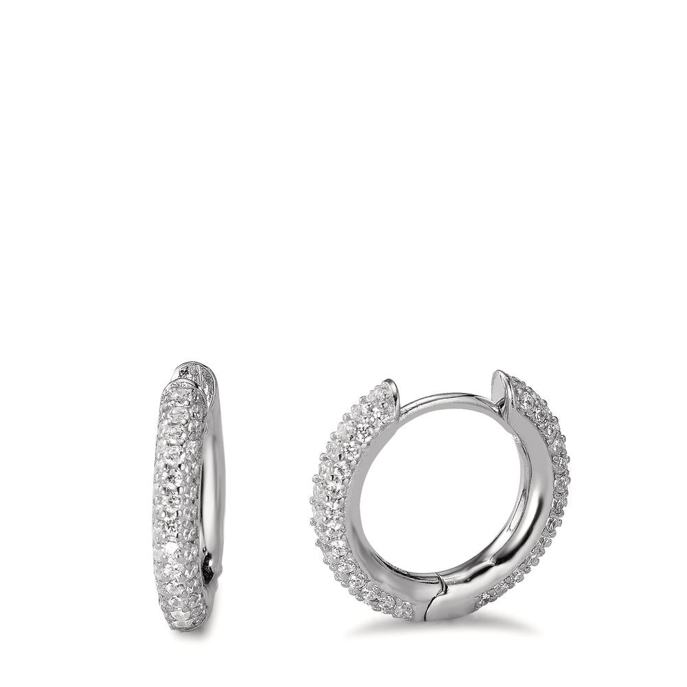 Hinged hoop Silver Zirconia Rhodium plated