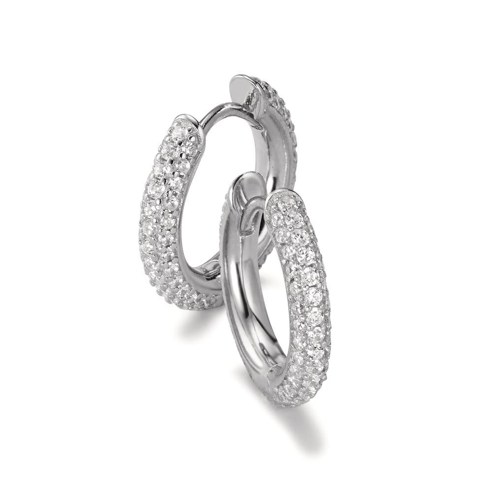 Hinged hoop Silver Zirconia Rhodium plated