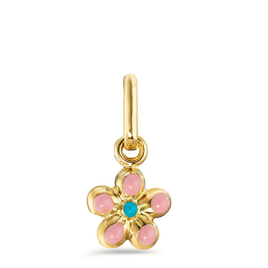 Pendant 9k Yellow Gold Enameled Flower Ø6 mm