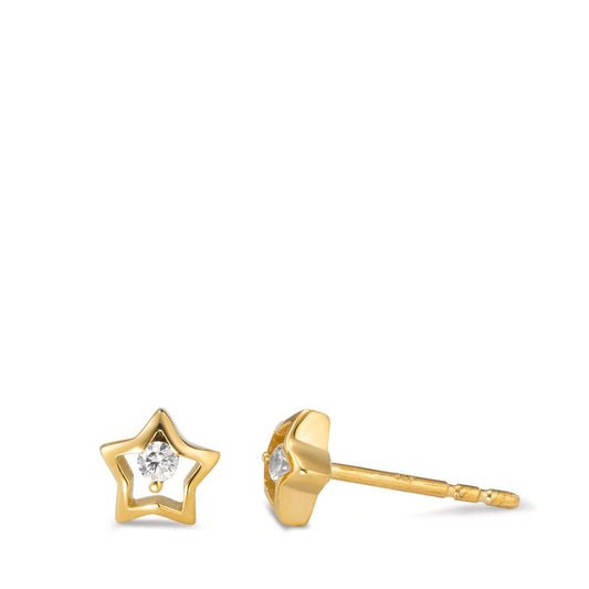 Stud earrings 9k Yellow Gold Zirconia 2 Stones Star Ø6 mm