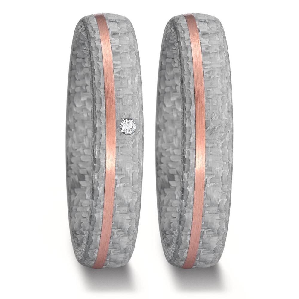 Wedding Ring 14k Rose Gold, Carbon