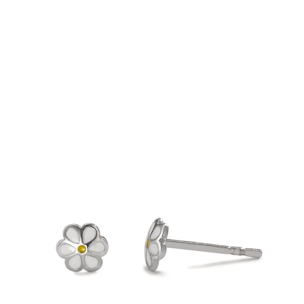 Stud earrings Silver Rhodium plated Flower Ø4.5 mm