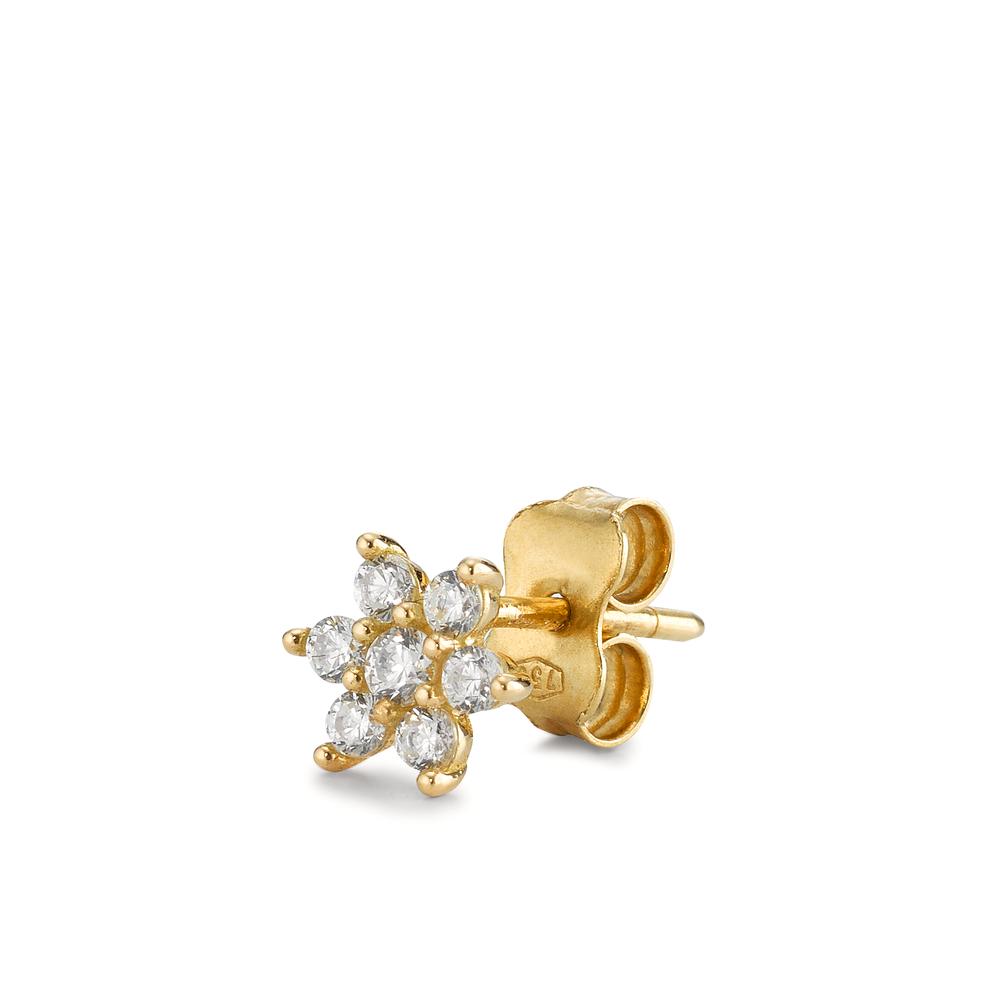 Single stud earring 18k Yellow Gold Zirconia 7 Stones Flower Ø6 mm