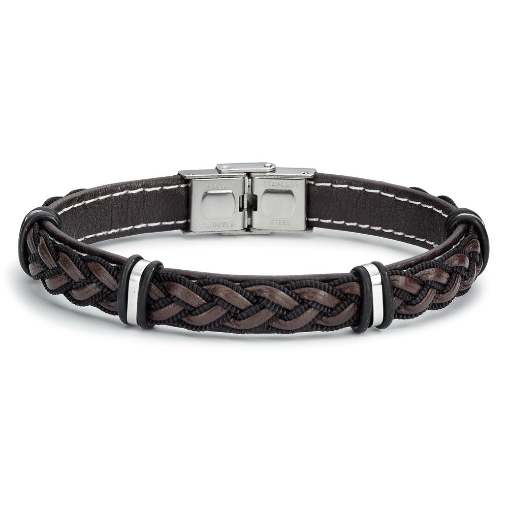 Bracelet Leather, Stainless steel 21 cm