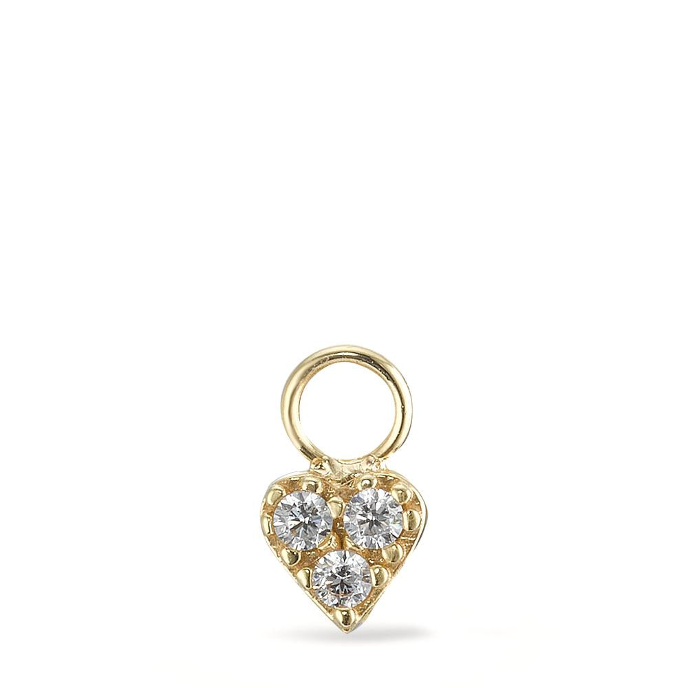 Charms 18k Yellow Gold Zirconia 3 Stones Heart Ø5 mm