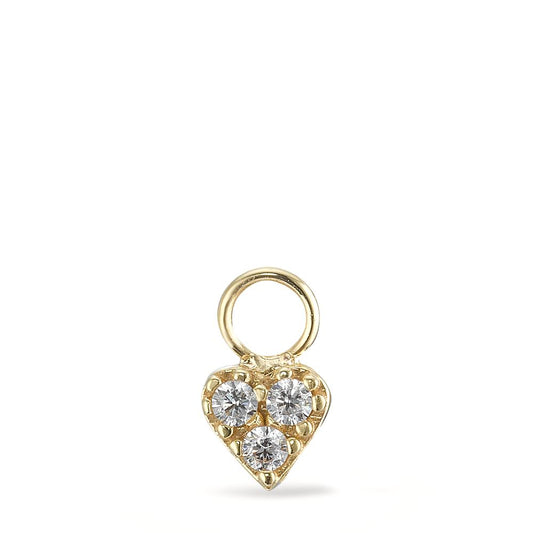 Charms 18k Yellow Gold Zirconia 3 Stones Heart Ø5 mm