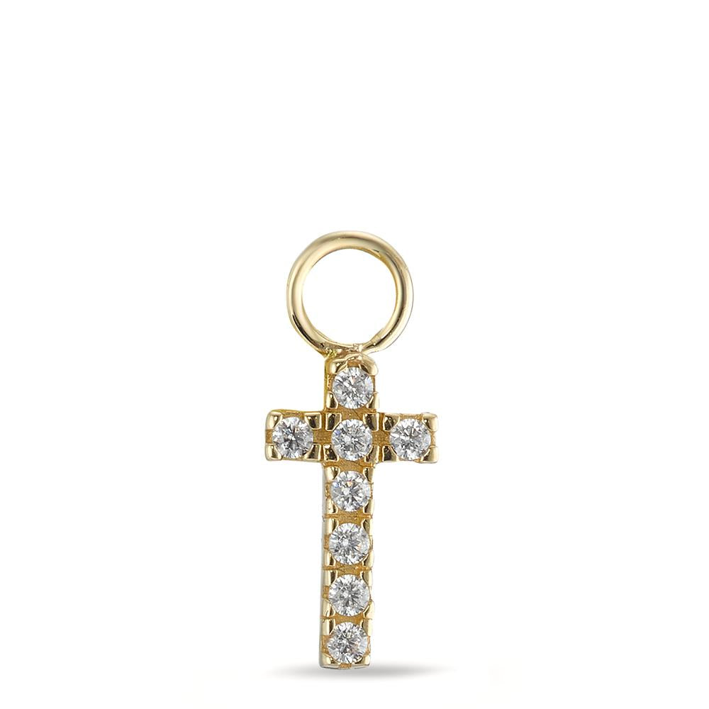 Charms 18k Yellow Gold Zirconia 7 Stones Cross