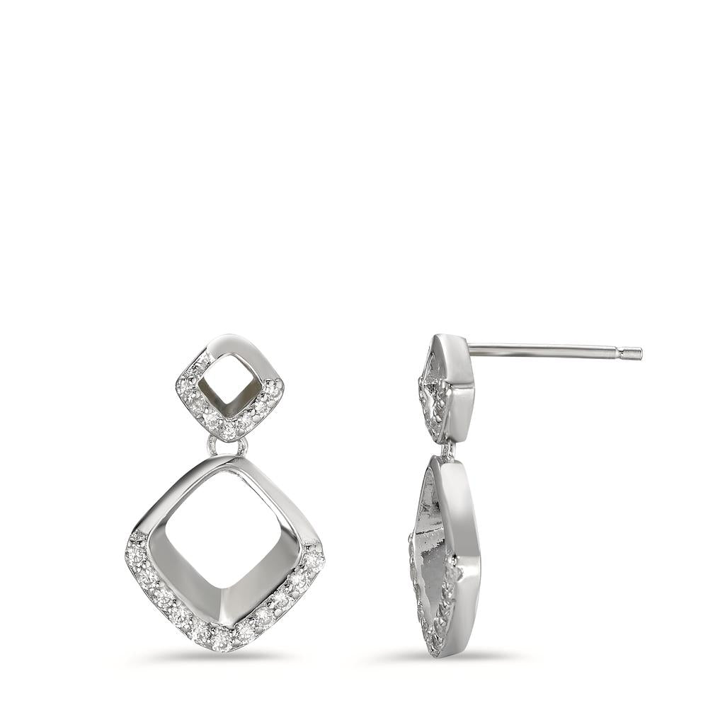 Drop Earrings Silver Zirconia 18 Stones Rhodium plated