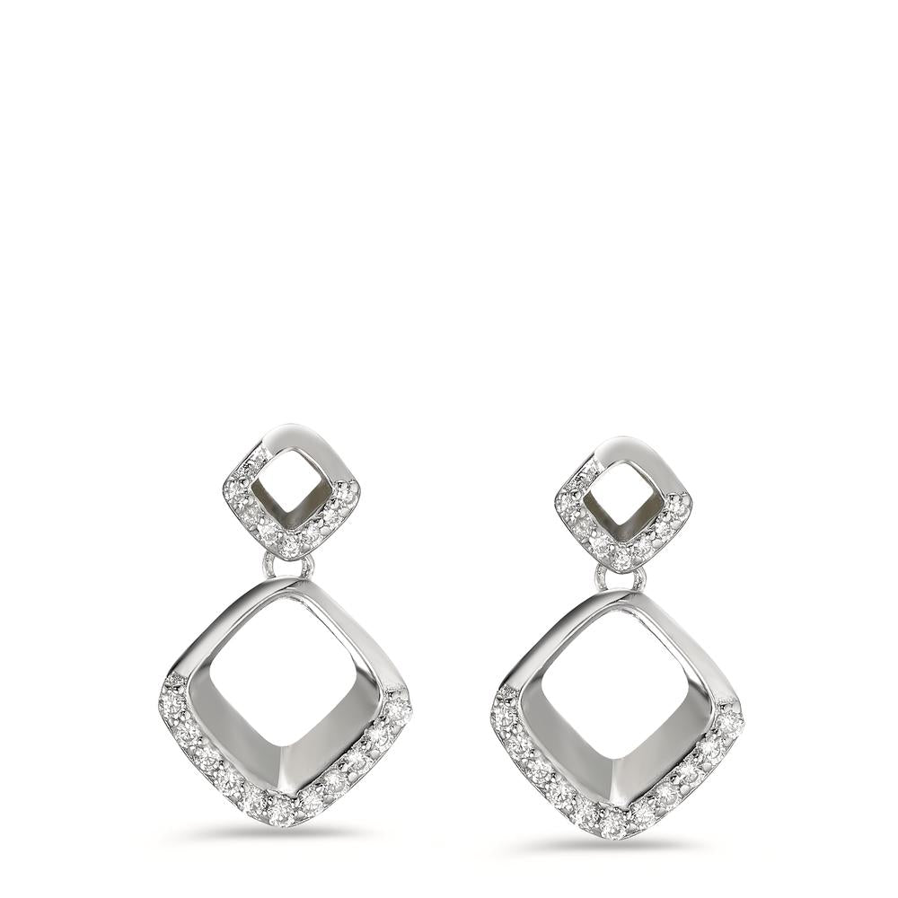 Drop Earrings Silver Zirconia 18 Stones Rhodium plated