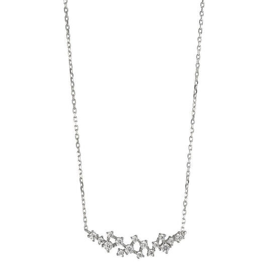 Necklace Silver Zirconia White, 16 Stones Rhodium plated 39-44 cm