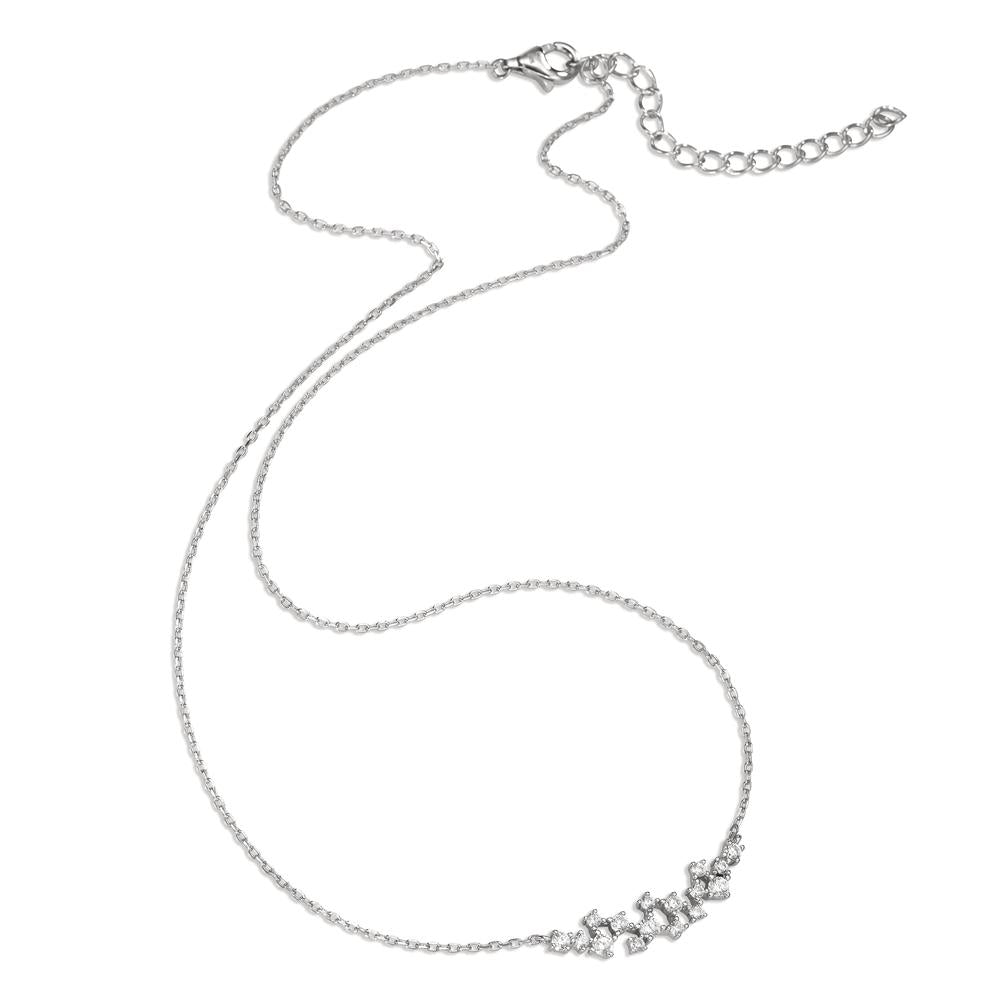 Necklace Silver Zirconia White, 16 Stones Rhodium plated 39-44 cm