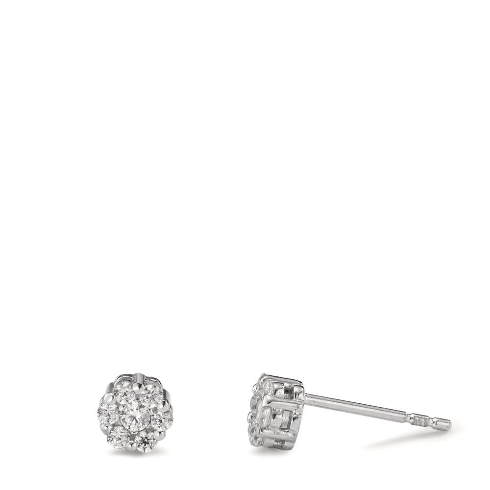 Stud earrings 18k White Gold Zirconia 14 Stones Ø5 mm