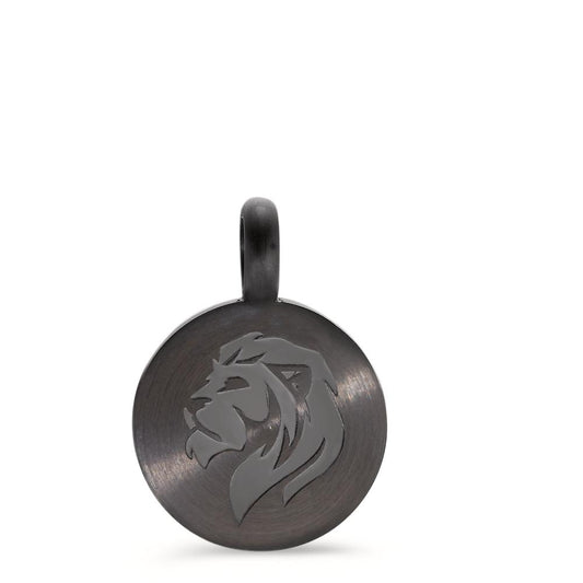 Pendant Stainless steel Black IP coated Lion Ø11 mm