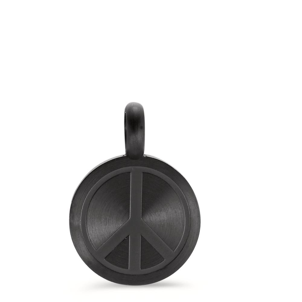 Pendant Stainless steel Black IP coated Peace Ø11 mm