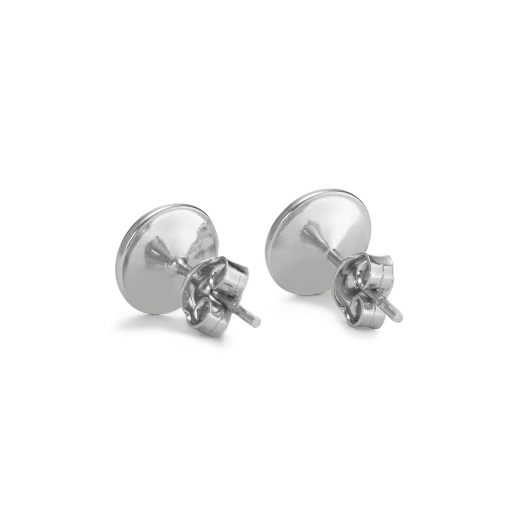 Stud earrings Silver Zirconia Aqua, 2 Stones Rhodium plated Birthstones Ø9 mm