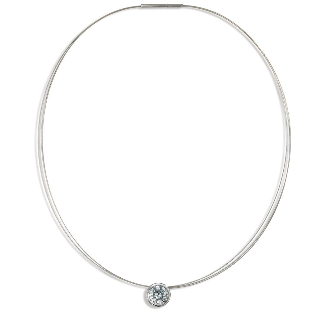 Necklace Stainless steel Zirconia White 42 cm Ø13 mm