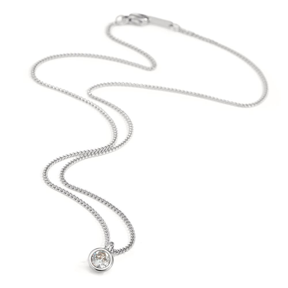 Necklace with pendant Stainless steel Zirconia White 42 cm Ø7 mm