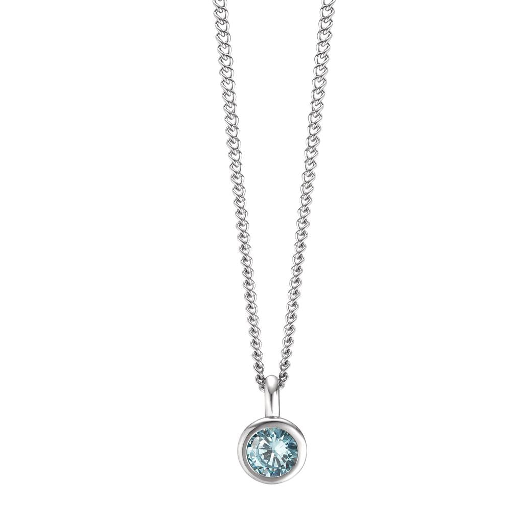 Necklace with pendant Stainless steel Zirconia Blue 42 cm Ø7 mm