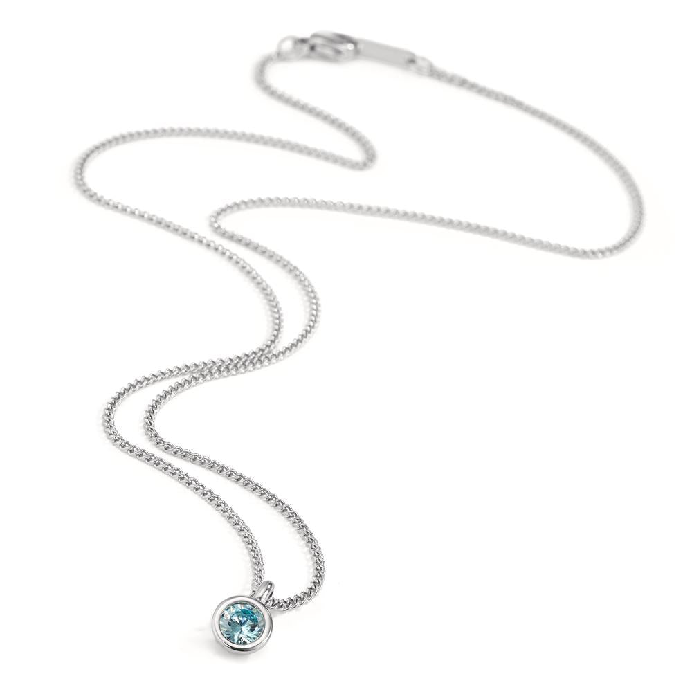 Necklace with pendant Stainless steel Zirconia Blue 42 cm Ø7 mm