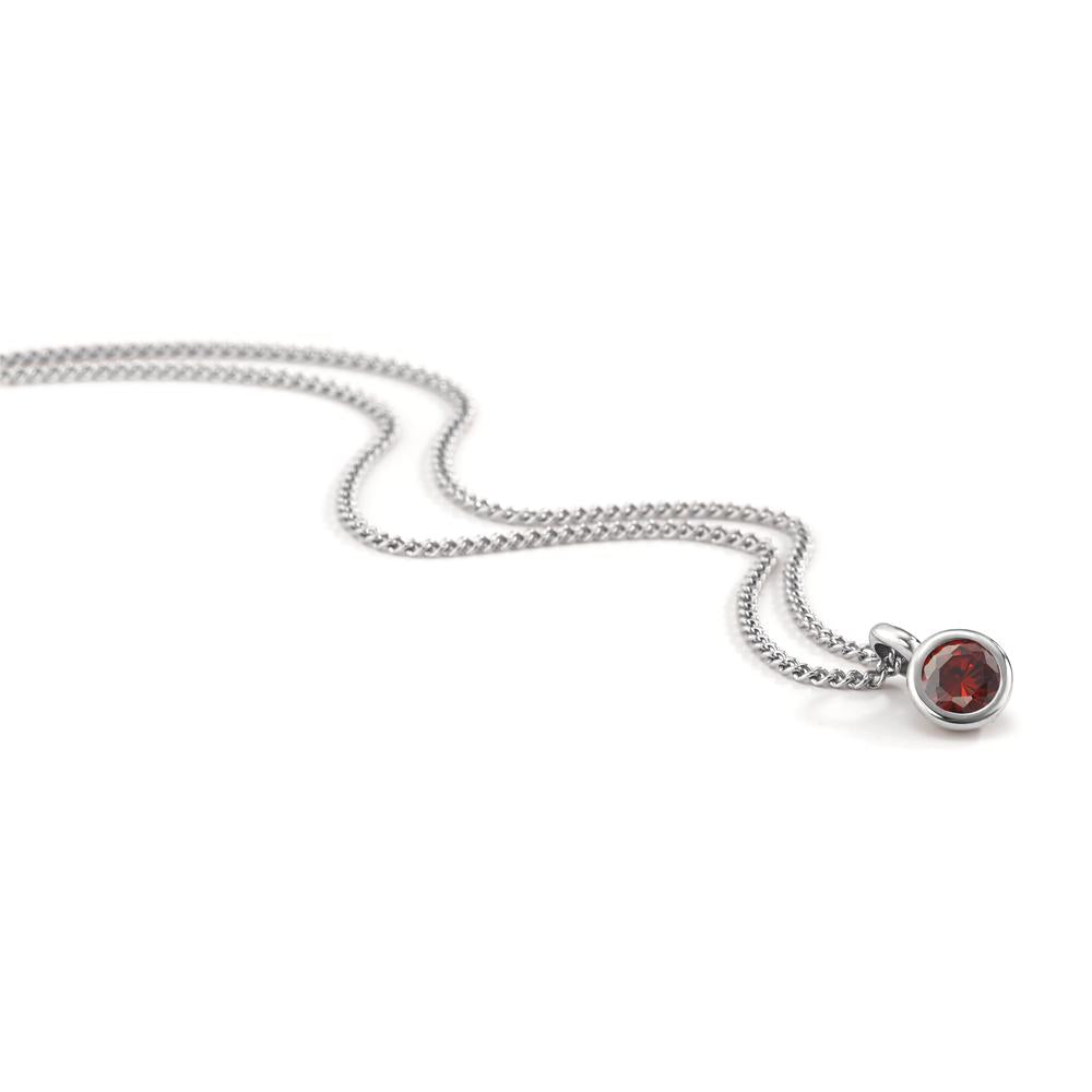 Necklace with pendant Stainless steel Zirconia Red 42 cm Ø7 mm